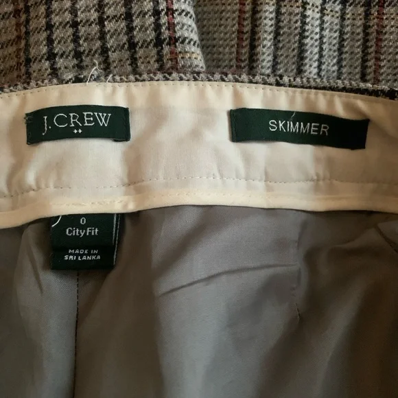 J. Crew Skimmer Vintage Plaid Pants City Fit Wool Blend Size 0 - Picture 7 of 9